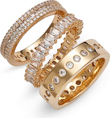 Set of 3 Cubic Zirconia Band Rings
