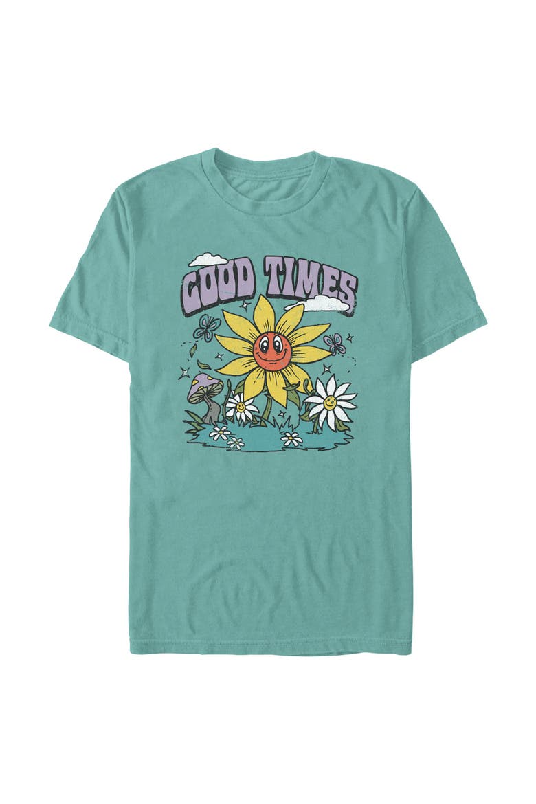 Men's Lost Gods Good Times Retro Flowers  Graphic T-Shirt, Alternate, color, Sea Foam