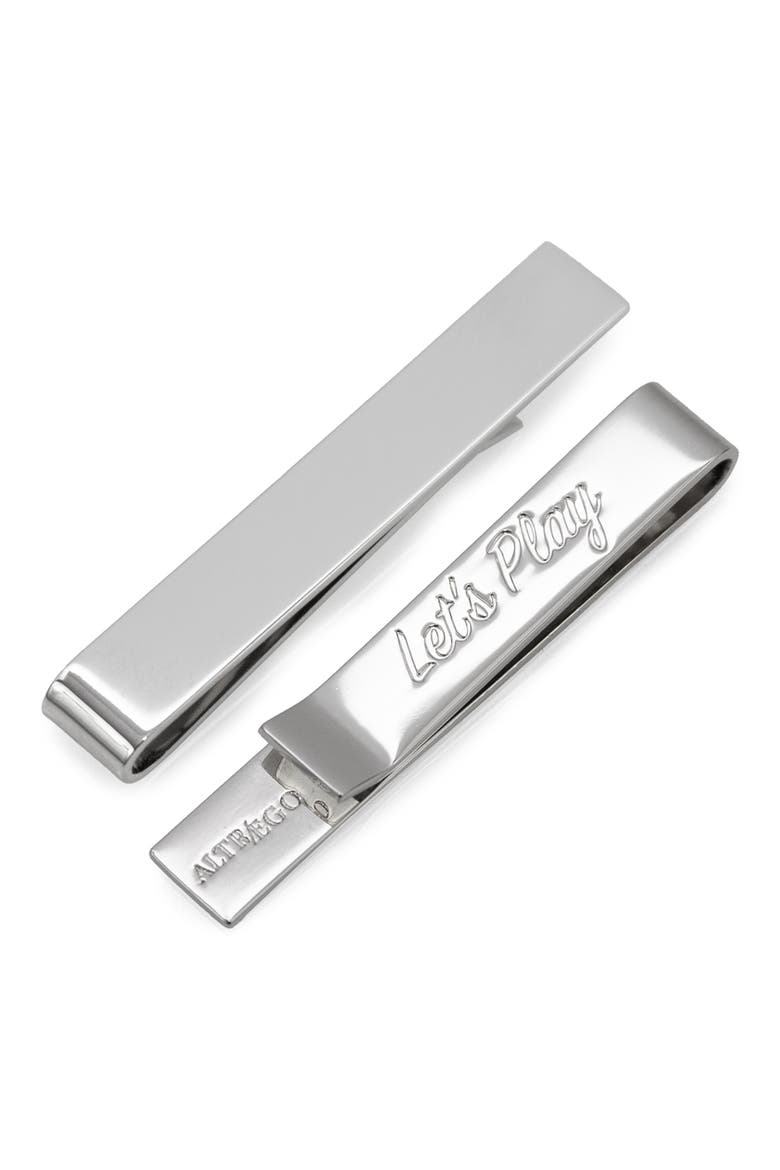 Let's Play Hidden Message Tie Bar, Alternate, color, SILVER