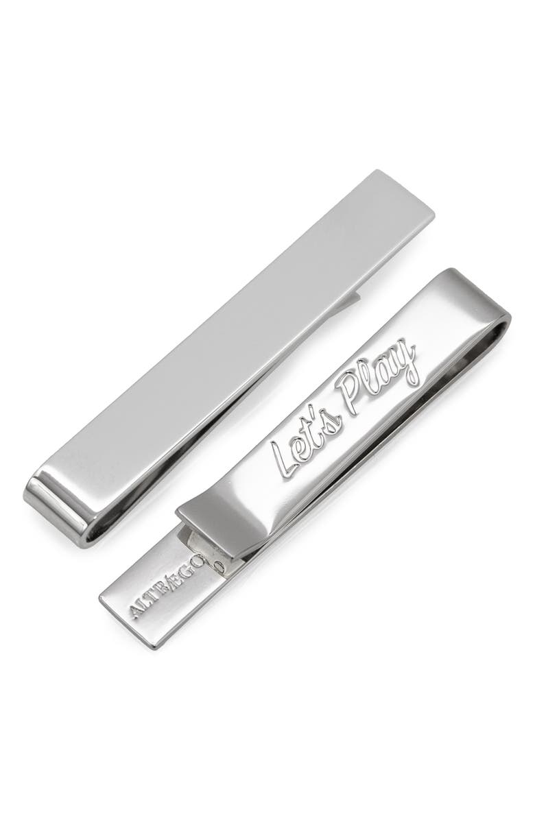 Cufflinks, Inc. Let's Play Hidden Message Tie Bar, Alternate, color, Silver