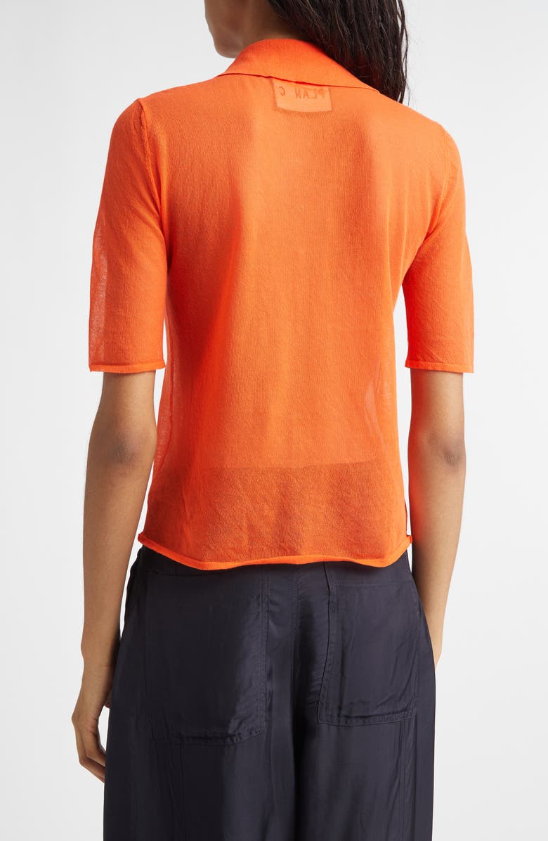 PLAN C Cotton Blend Polo Sweater, Alternate, color, Poppy