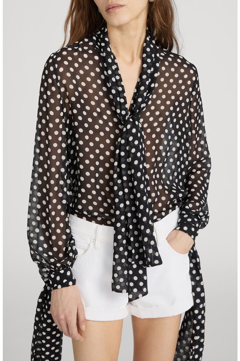 The Nouvelle Silk Polka Dot Top, Main, color, BLACK MULTI