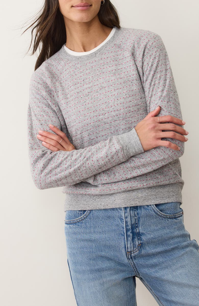 Marine Layer Reversible Raglan Sleeve Cotton Blend Sweater, Alternate, color, Heather Grey/ Pink