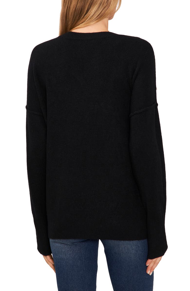 CeCe Imitation Pearl Embellished Crewneck Sweater, Alternate, color,