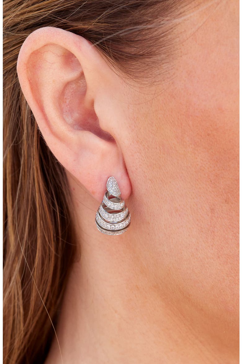 Conical Cubic Zirconia Drop Earrings, Alternate, color, WHITE