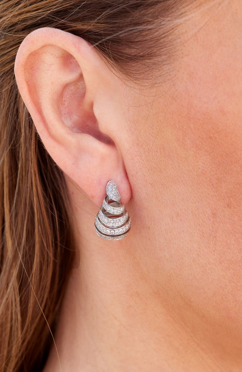 SAVVY CIE JEWELS Conical Cubic Zirconia Drop Earrings, Alternate, color, White