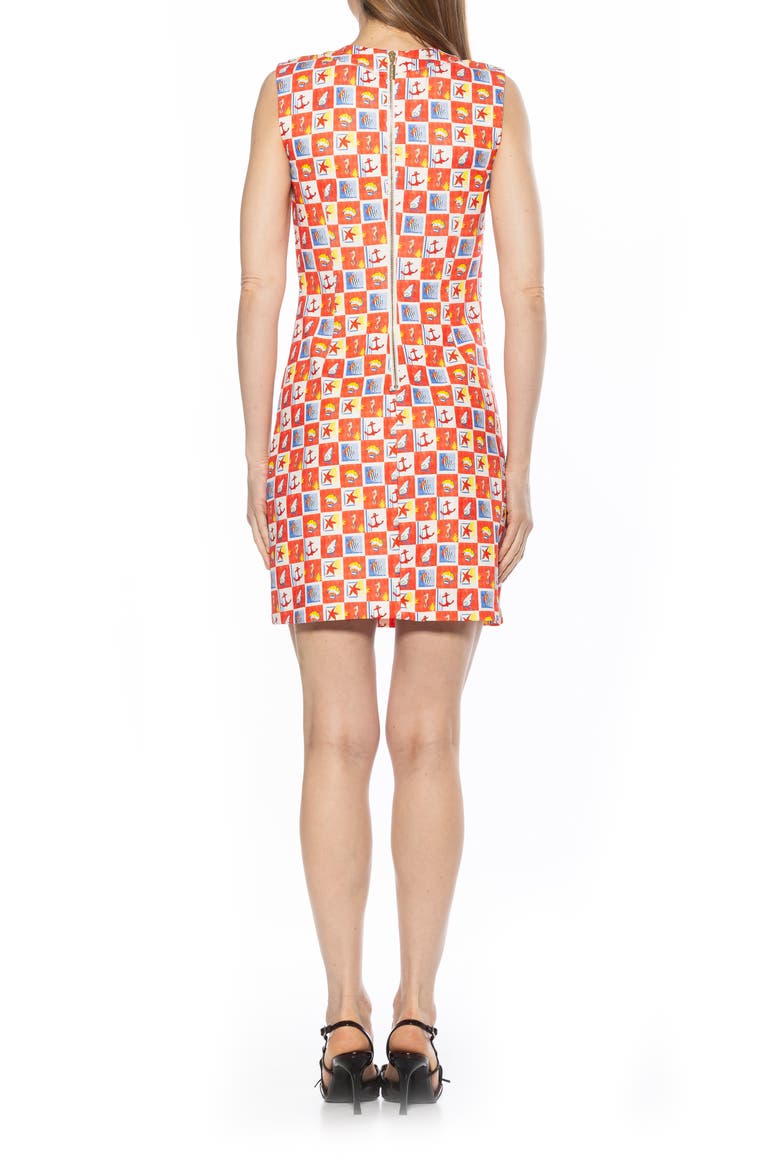 Stripe Detail Sleeveless Shift Dress, Alternate, color, RED SEASHELLS