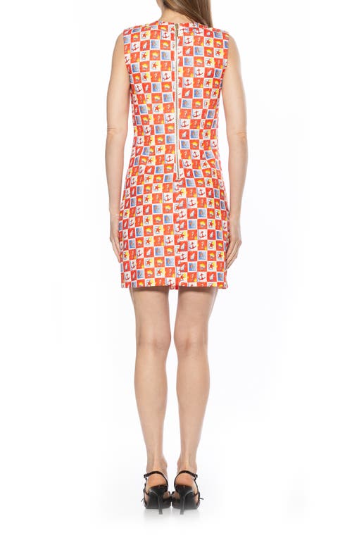 Alexia Admor Stripe Detail Sleeveless Shift Dress In Red Seashells