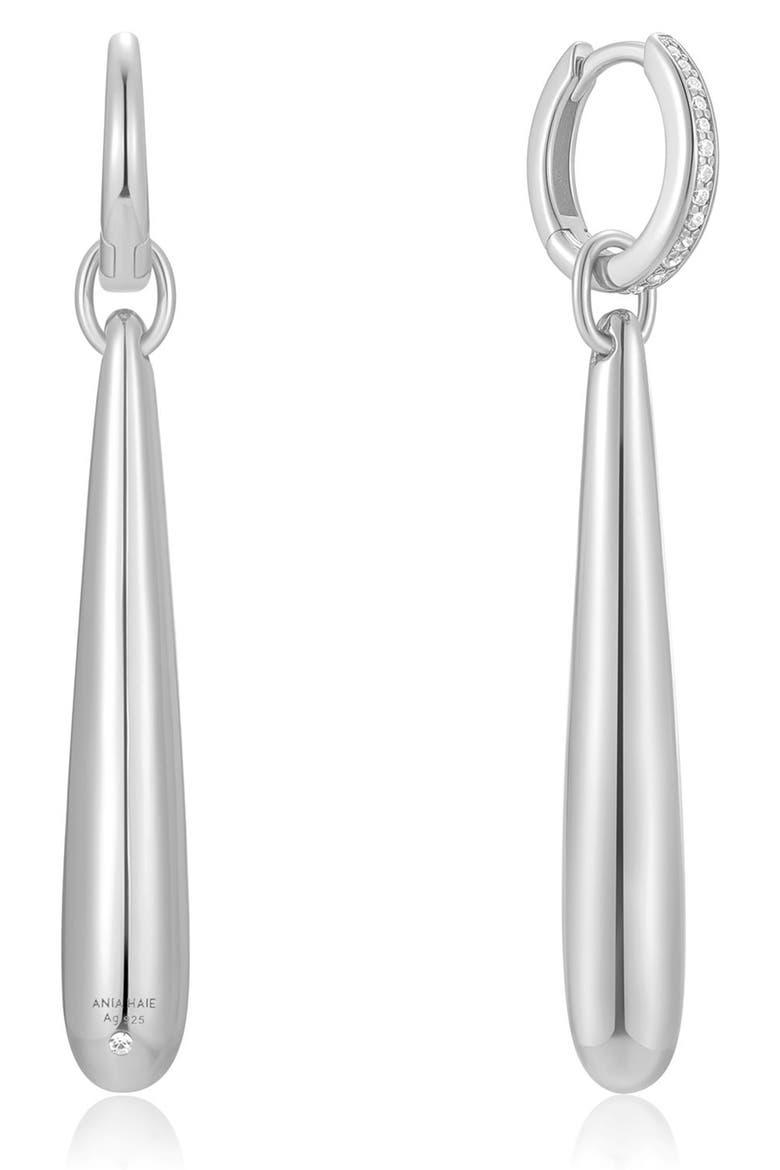 Elongated Droplet Earrings, Alternate, color, SILVER