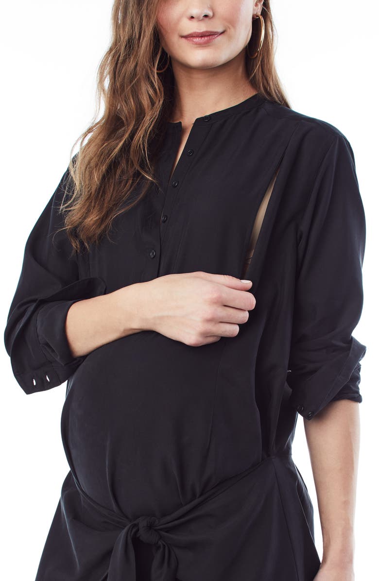 Loyal Hana Lucy Long Sleeve Maternity/Nursing Shirtdress, Alternate, color, 