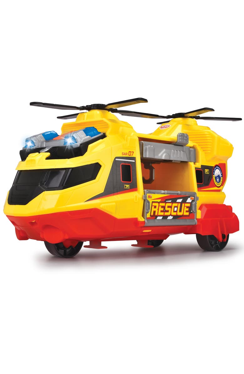 Dickie Toys Rescue Helicopter Yellow & Red 11" Light & Sound Toy Vehicle,3+, Main, color, 