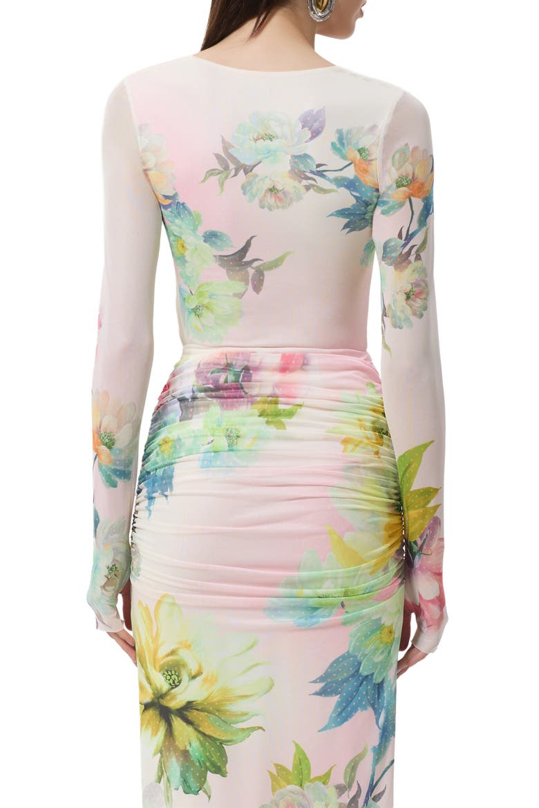 Ines Floral Long Sleeve Mesh Top, Alternate, color, GROWING ROSES