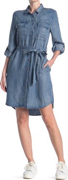 VELVET HEART Ada Chambray Waist Tie Utility Dress