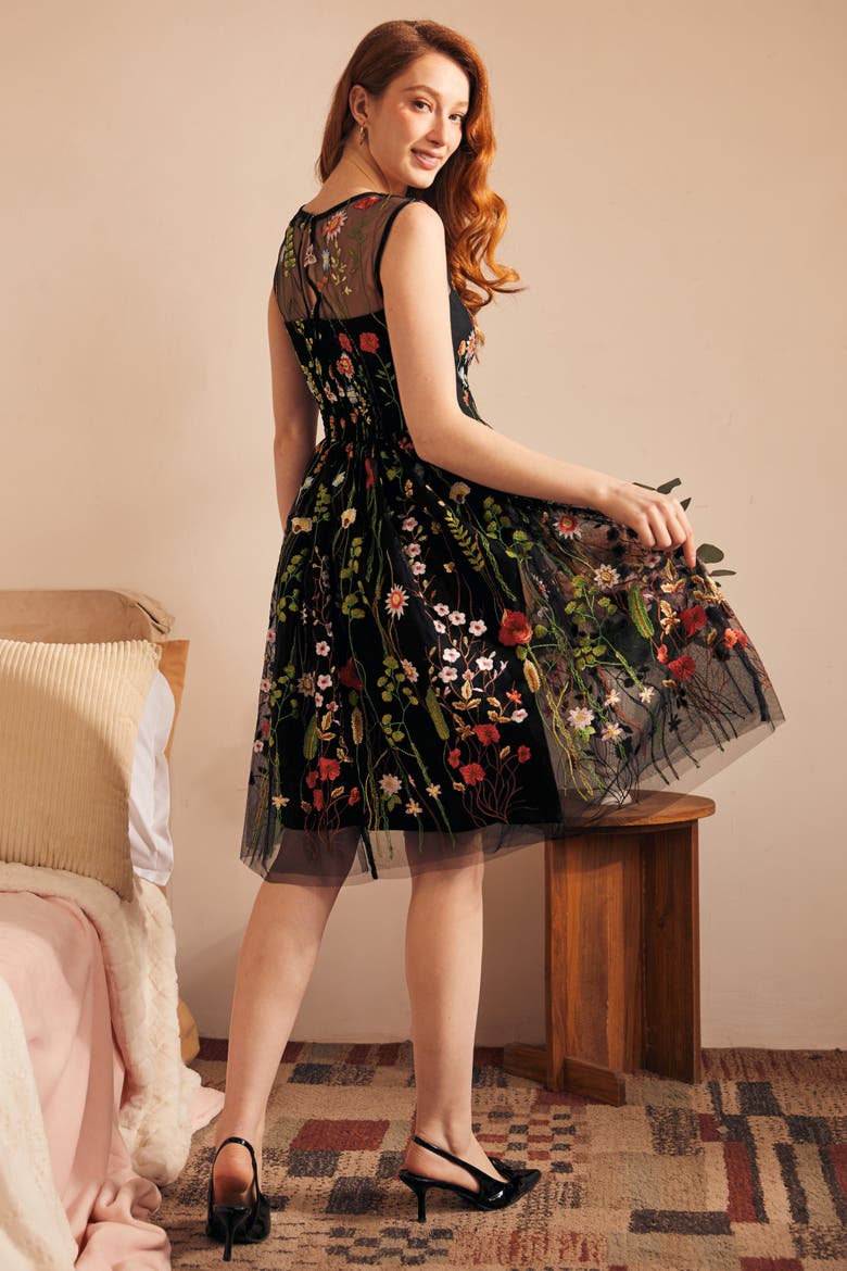 Mystique Mirage Fit & Flare Party Dress, Alternate, color, Gothic Garden