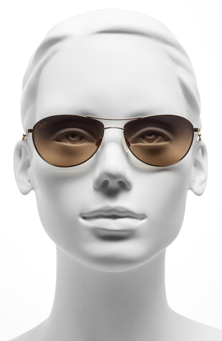 Maui Jim Baby Beach 56mm Polarized Aviator Sunglasses, Alternate, color, Gold/ Tortoise