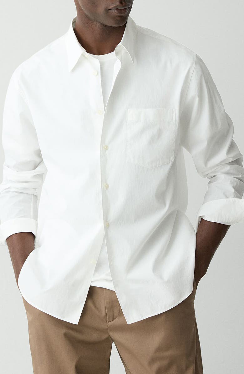 Theory Weekend Solid Cotton Button-Up Shirt, Main, color, White