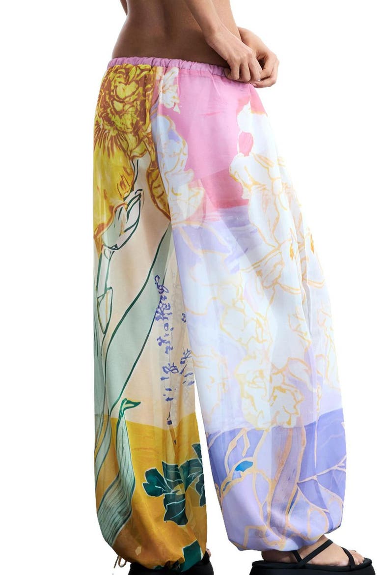 Floral Print Balloon Pants, Alternate, color, MULTI YELLOW