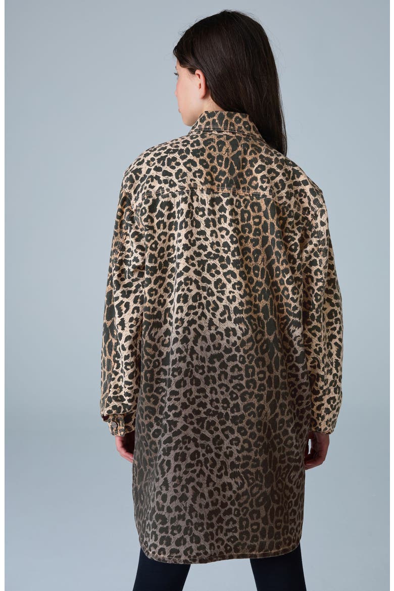 Kids' Leopard Ombré Oversize Denim Shacket, Alternate, color, BROWN