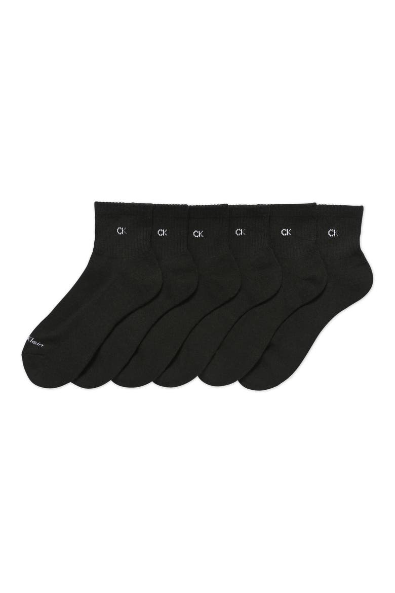 6-Pack Quarter Cut Socks, Main, color, BLACK