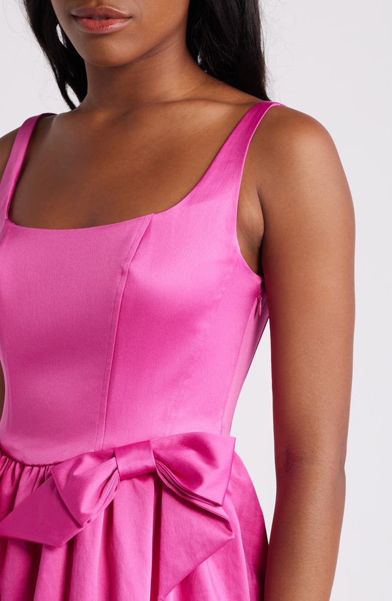 LoveShackFancy Bayer Bow Detail Satin Minidress, Alternate, color,