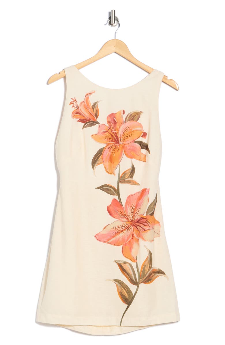 DRESS TO Sleeveless Open Back Minidress, Main, color, Off White Pollen