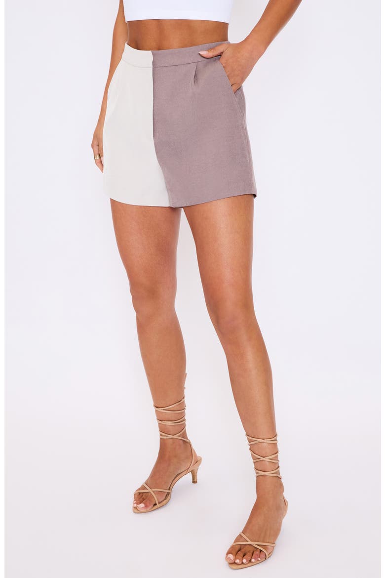 Back to Business Colorblock Shorts, Alternate, color, BROWN/ WHITE MULTI