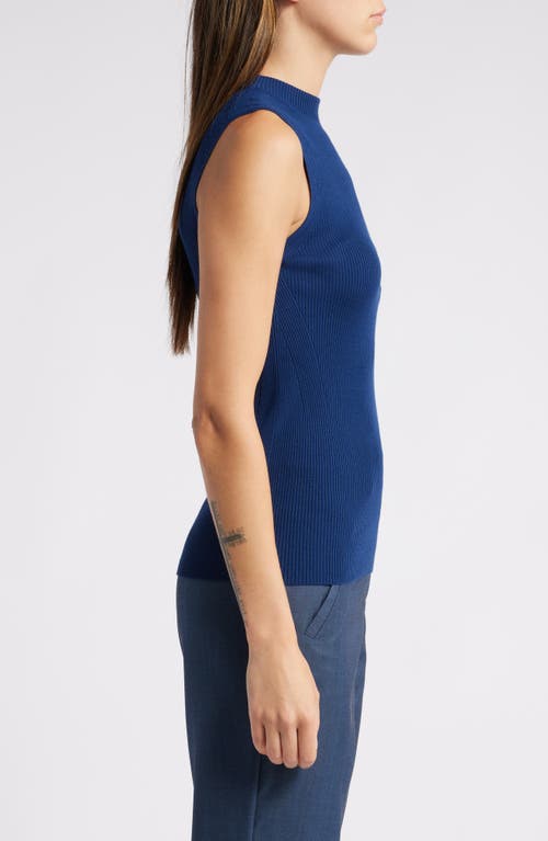 Hugo Boss Sleeveless Mock-neck Top In Ribbed Fabric