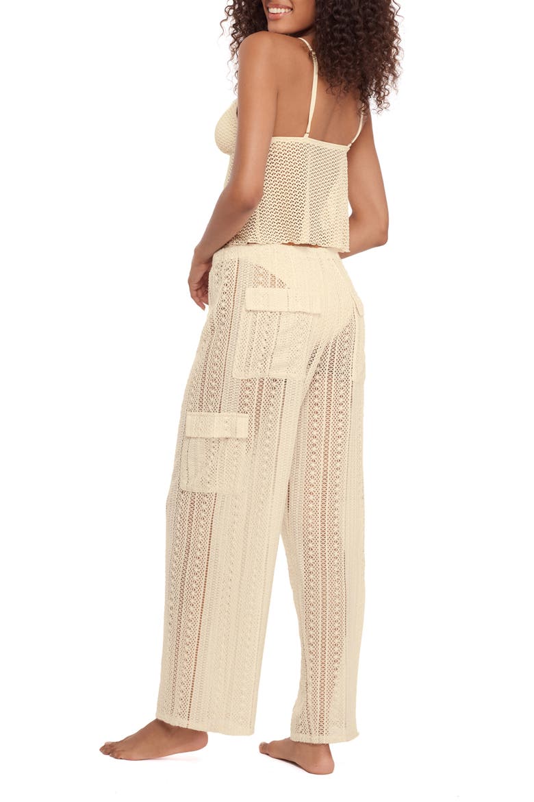 Sheer Lace Cargo Cover-Up Pants, Alternate, color, PEARL