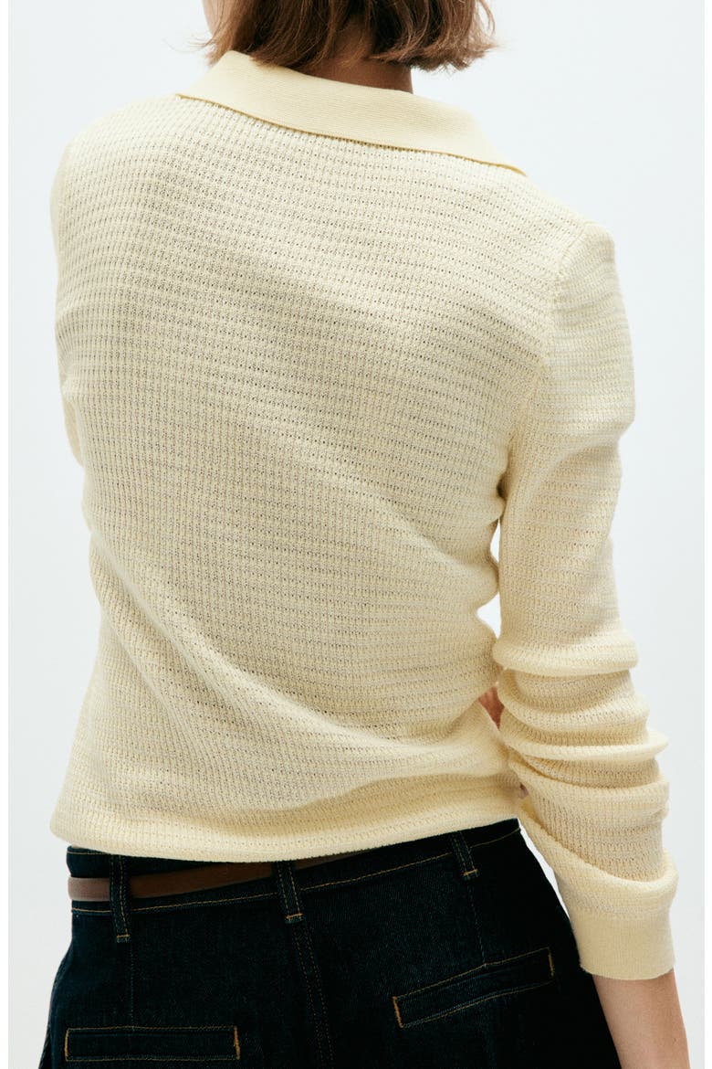 Pointelle Knit Polo Top, Alternate, color, YELLOW