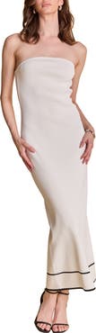 Endless Rose Contrast Stripe Strapless Knit Maxi Dress