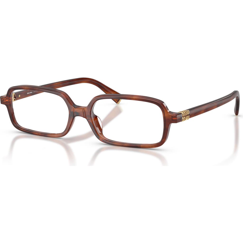 Miu Miu 53mm Rectangle Optical Glasses In Brown