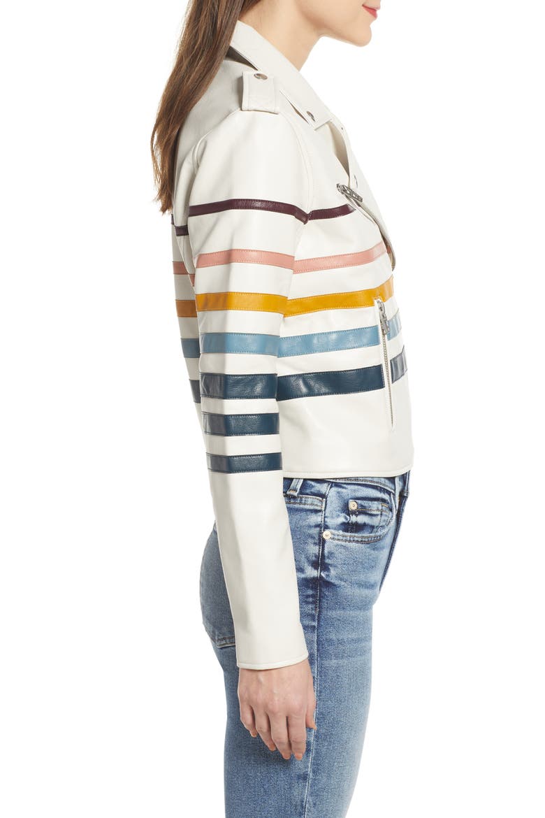 Multistripe Faux Leather Jacket, Alternate, color, RISE AND SHINE