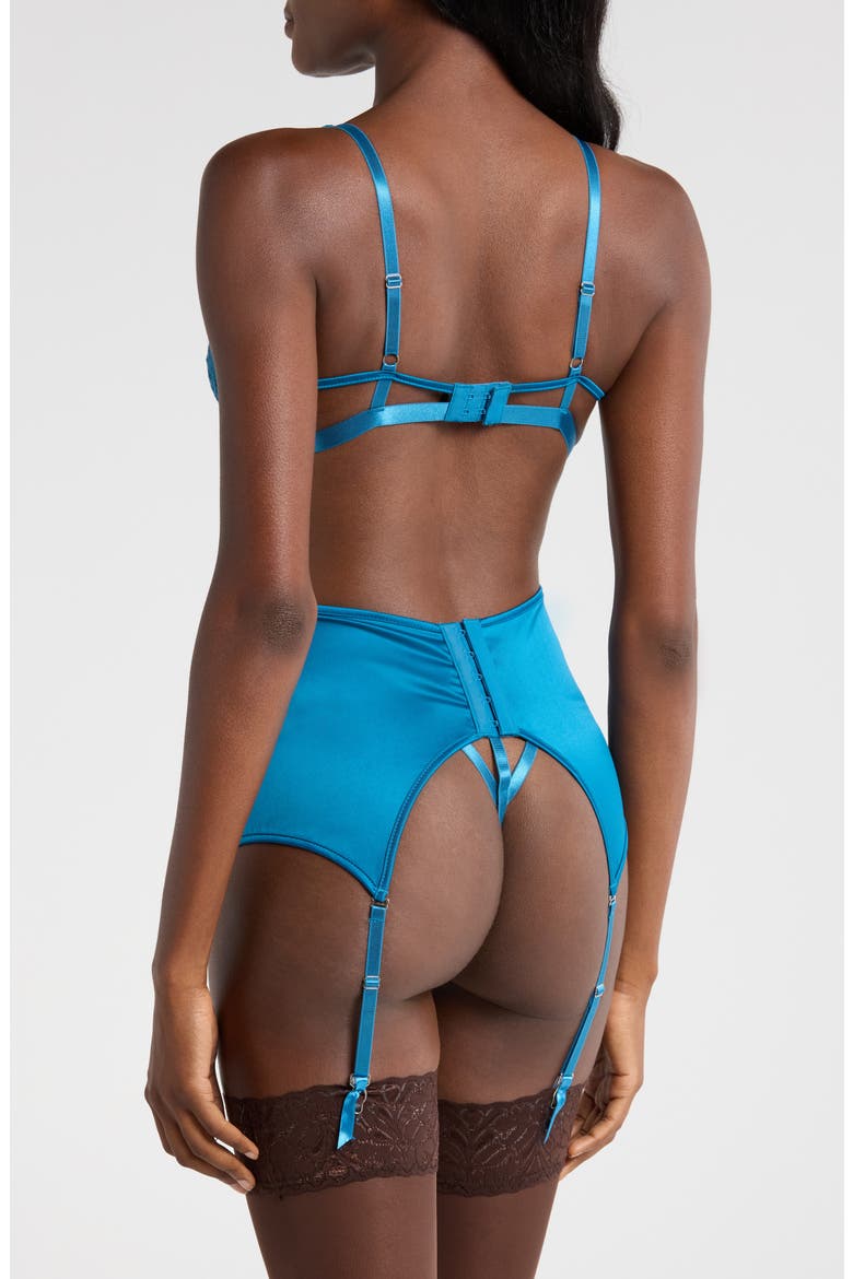 Sun Kissed Underwire Bra, G-String & Garter Belt Set, Alternate, color, BLUE