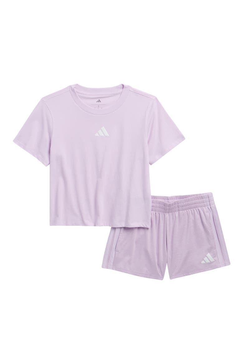 Kids' T-Shirt & Mélange Shorts Set, Main, color, ICE LAVENDER