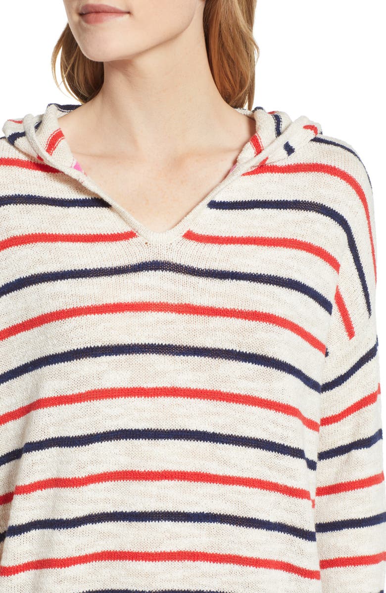 Lou & Grey Striped Hoodie Sweater, Alternate, color, 