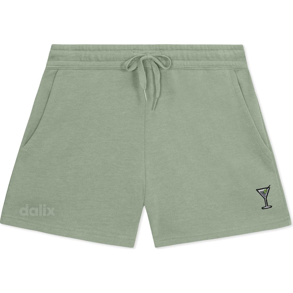 Dalix Womens Martini Midweight Washed Fleece Shorts In Green