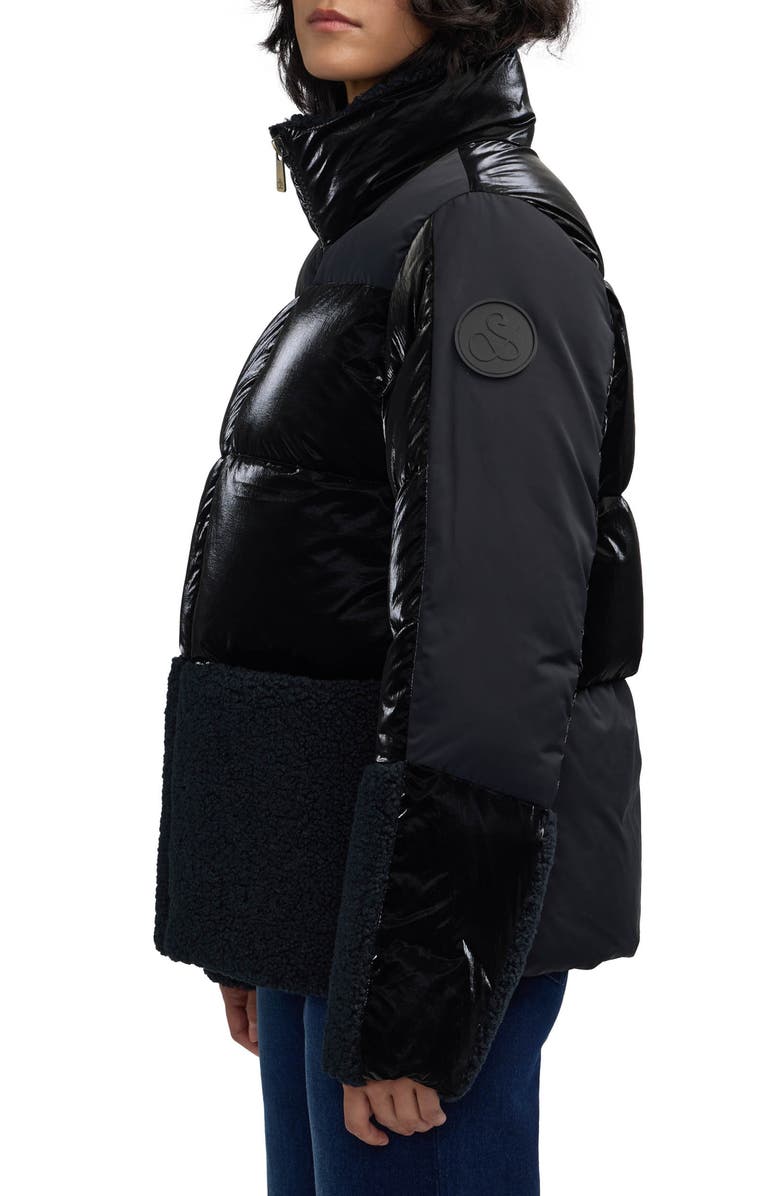 Scotch & Soda Selma Mixed Media Water Repellent Jacket, Alternate, color, Black