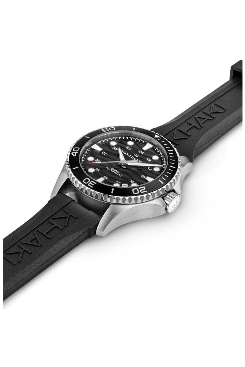 Khaki Navy Scuba Black Automatic Rubber Strap Watch, 40mm, Alternate, color, BLACK