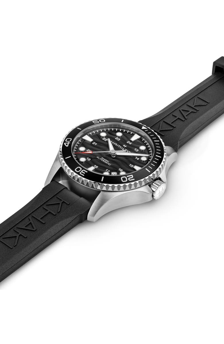 Hamilton Khaki Navy Scuba Black Automatic Rubber Strap Watch, 40mm, Alternate, color, Black