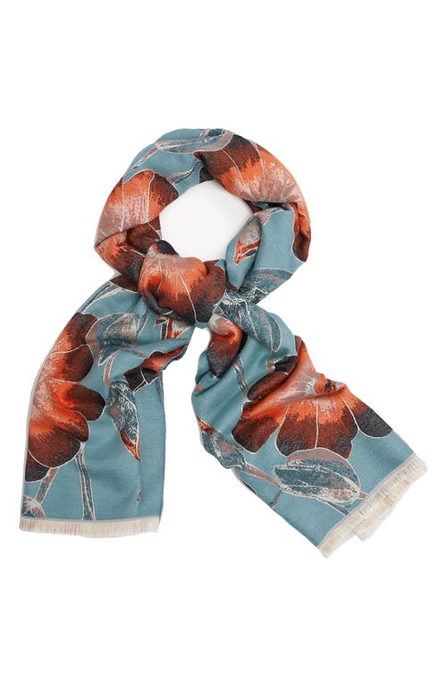 Saachi Floral Reversible Scarf In Blue