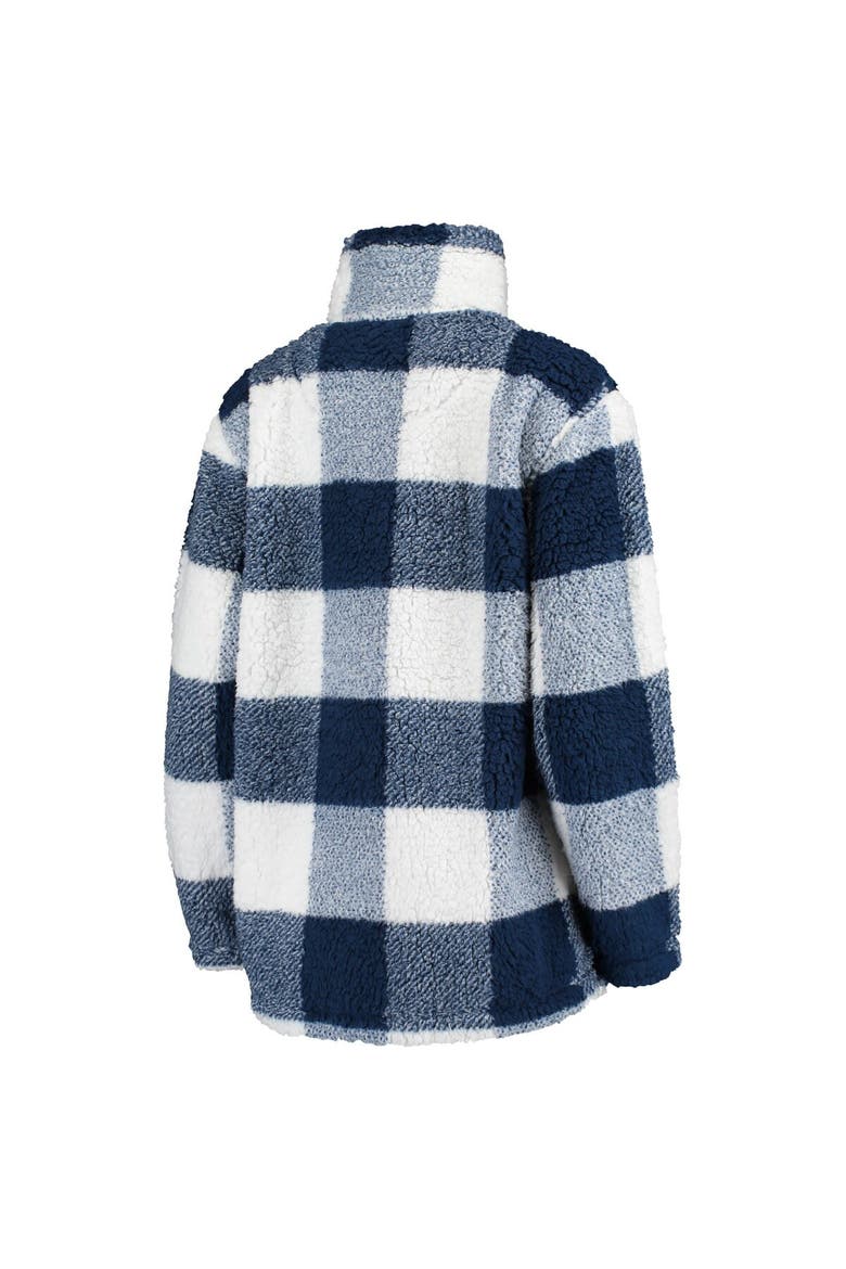 Women's G-III 4Her by Carl Banks Deep Sea Blue/White Seattle Kraken Plaid Sherpa Quarter-Zip Jacket, Alternate, color, Navy
