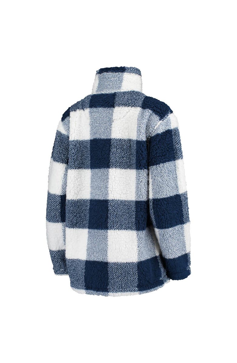 G-III 4HER BY CARL BANKS Women's G-III 4Her by Carl Banks Deep Sea Blue/White Seattle Kraken Plaid Sherpa Quarter-Zip Jacket, Alternate, color, Navy