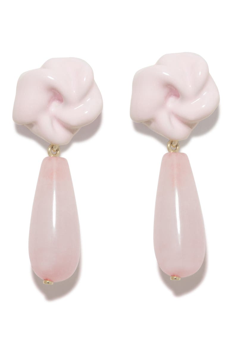 Rose Quartz Drop Earrings, Main, color, PINK 18CT GOLD PLATED