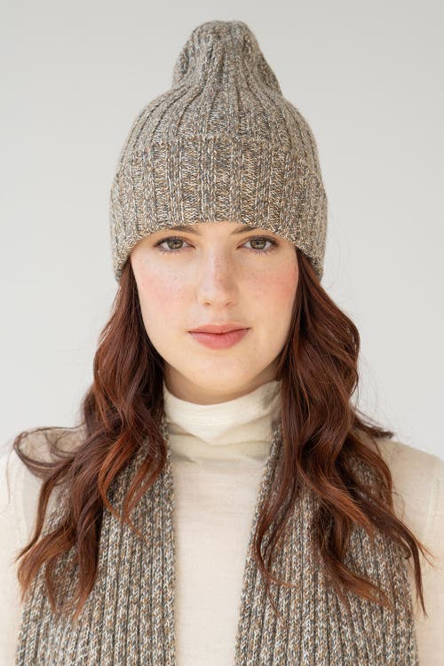 Sskein Ribbed Beanie In Ivory Marl