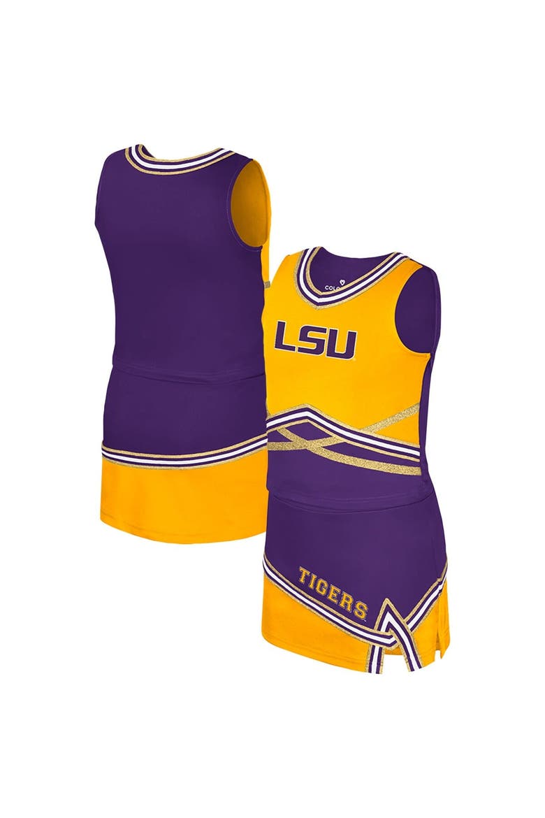 Girls Youth Colosseum Purple LSU Tigers Lollipop Park Cheer Two-Piece Set, Main, color, Purple