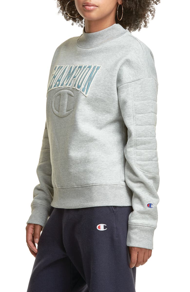 Champion Reverse Weave<sup>®</sup> Quilted Mock Neck Sweatshirt, Alternate, color, 