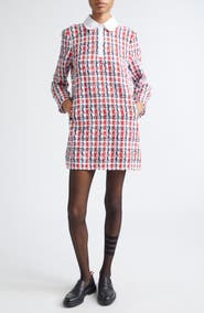 Thom Browne Long Sleeve Bouclé Tweed Dress