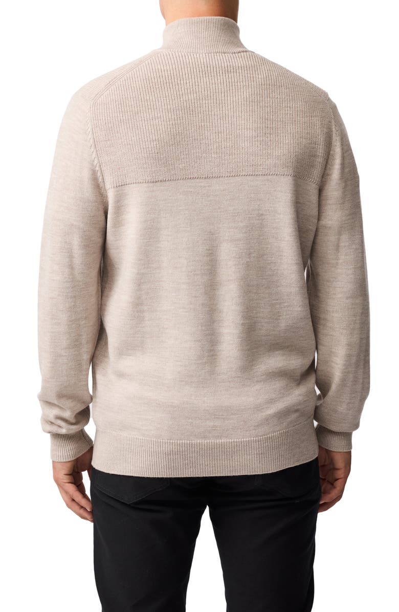 Rodd & Gunn Quail Rise Merino Wool Quarter Zip Sweater, Alternate, color, Natural