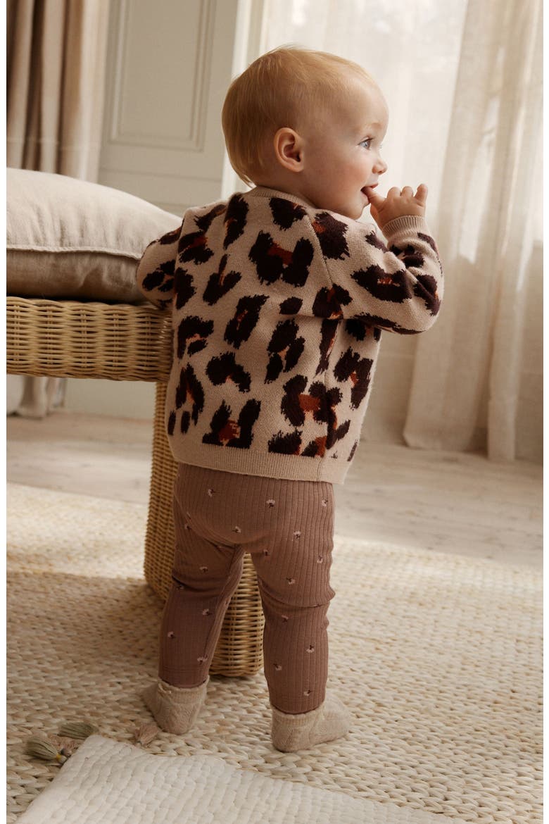 Leopard Jacquard Cardigan, Alternate, color, PINK