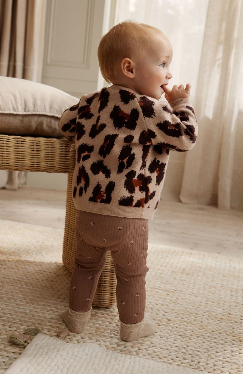 NEXT Leopard Jacquard Cardigan, Alternate, color, Pink